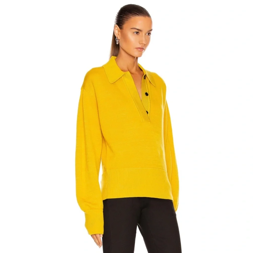 ISABEL MARANT • Yellow Heron Polo Neck Wool-Blend Long Sleeve Sweater, 4 - Picture 2 of 16